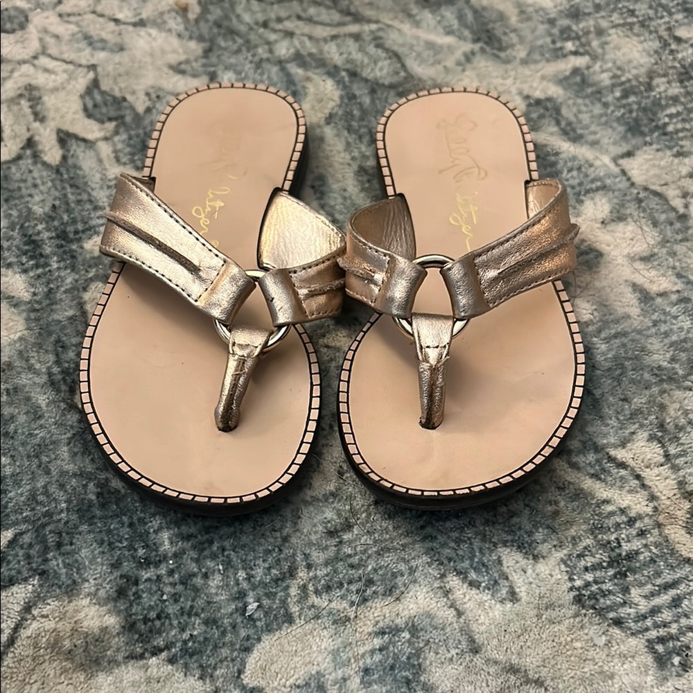 Lilly Pulitzer Gold Flip Flop Sandals
